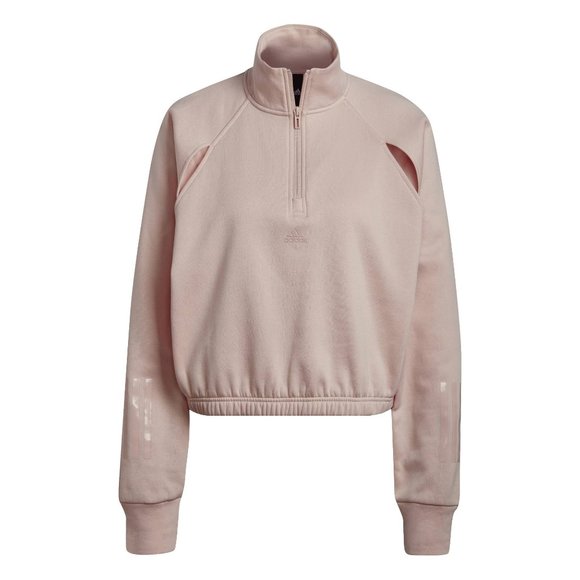 Sz L Adidas Hyperglam Fleece Sweater Front sleeve slits - Picture 1 of 7